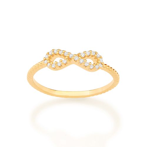 ANEL SKINNY RING INFINITO BANHADO A OURO 18K COM ZIRCÔNIAS