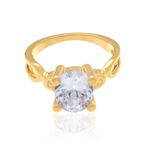 ANEL SOLITÁRIO BANHADO A OURO 18K COM ZIRCÔNIA