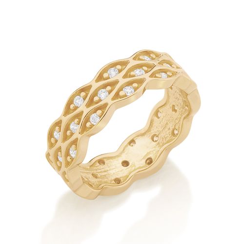ANEL BANHADO A OURO 18K COM  ZIRCÔNIAS