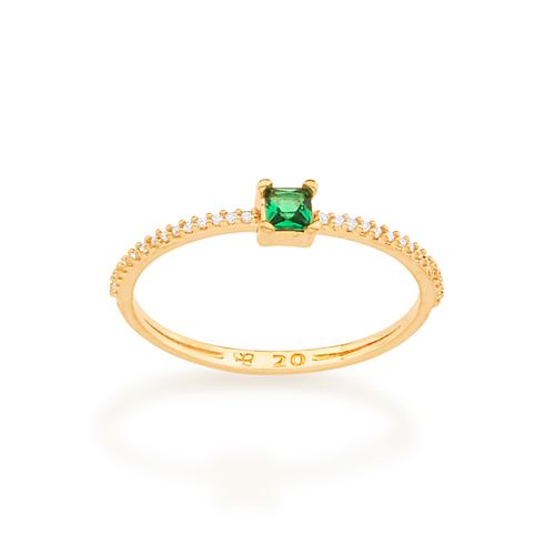 ANEL SOLITÁRIO BANHADO A OURO 18K COM ZIRCÔNIAS