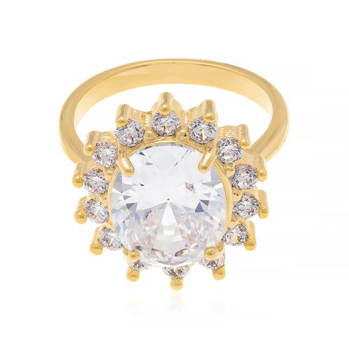 ANEL BANHADO A OURO 18K COM CRISTAL COM ZIRCÔNIAS