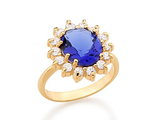 ANEL BANHADO A OURO 18K COM CRISTAL COM ZIRCÔNIAS