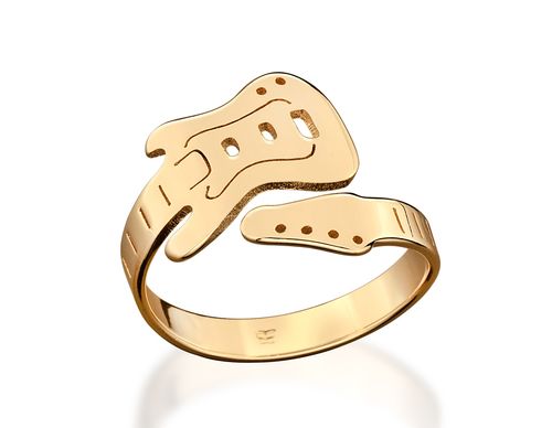 ANEL GUITARRA BANHADO A OURO 18K