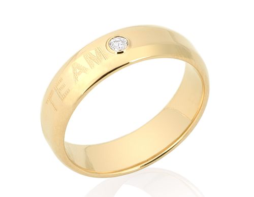 ALIANÇA BANHADA A OURO 18K COM ESCRITA TE AMO E ZIRCÔNIA