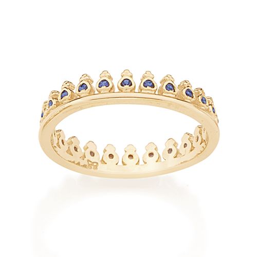 ANEL BANHADO A OURO 18K NO FORMATO DE COROA COM ZIRCÔNIAS