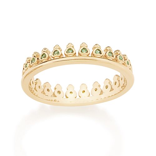 ANEL BANHADO A OURO 18K NO FORMATO DE COROA COM ZIRCÔNIAS