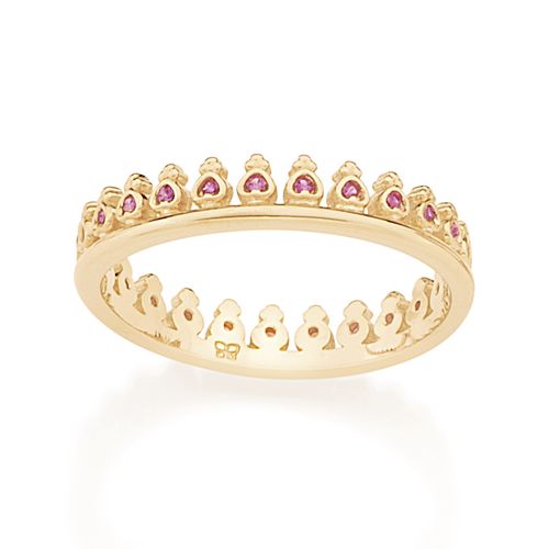 ANEL BANHADO A OURO 18K NO FORMATO DE COROA COM ZIRCÔNIAS