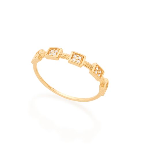 ANEL  SKINNY RING BANHADO A OURO 18K COM ZIRCÔNIAS