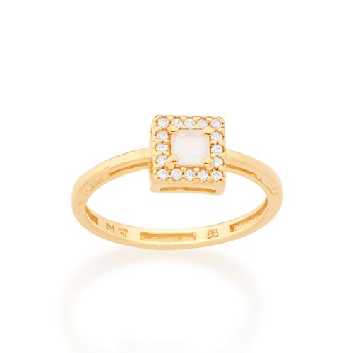 ANEL BANHADO A OURO 18K COM CRISTAL E ZIRCÔNIA