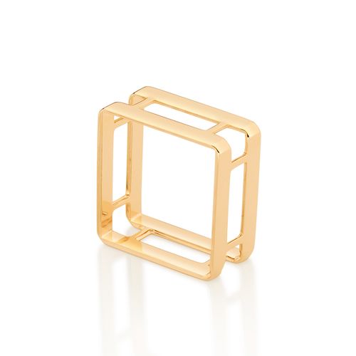 ANEL QUADRADO ARO DUPLO BANHADO A OURO 18K