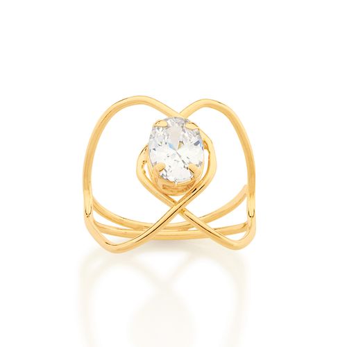 ANEL ARO DUPLO BANHADO A OURO 18K COM ZIRCÔNIA