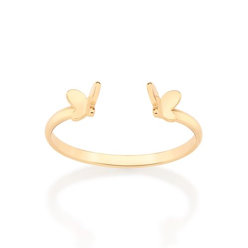 ANEL AJUSTÁVEL BORBOLETAS BANHADO A OURO 18K