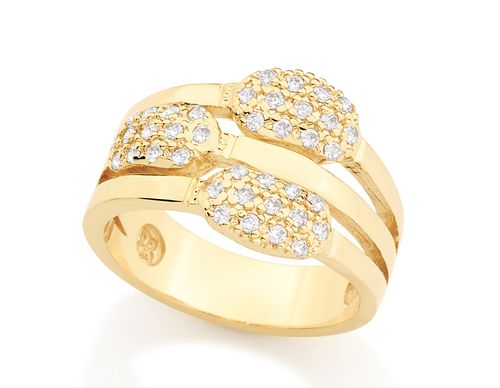 ANEL ARO TRIPLO BANHADO A OURO 18K COM ZIRCÔNIAS