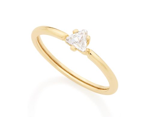 ANEL SKINNY TRIÂNGULO BANHADO A OURO 18K COM ZIRCÔNIA