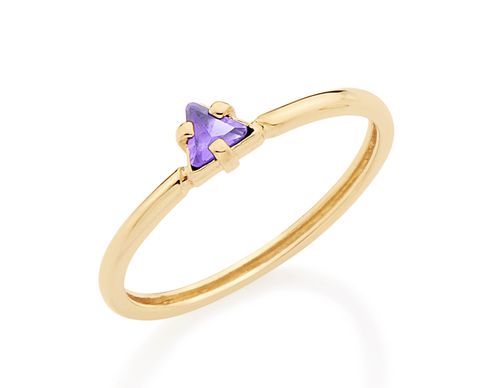 ANEL SKINNY TRIÂNGULO BANHADO A OURO 18K COM ZIRCÔNIA