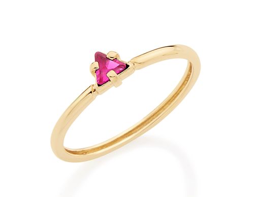 ANEL SKINNY TRIÂNGULO BANHADO A OURO 18K COM ZIRCÔNIA