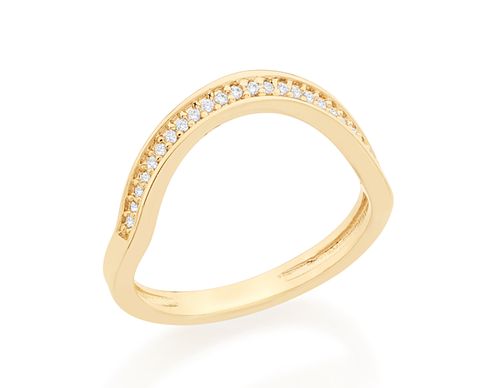 ANEL ONDULADO BANHADO A OURO 18K COM ZIRCÔNIAS