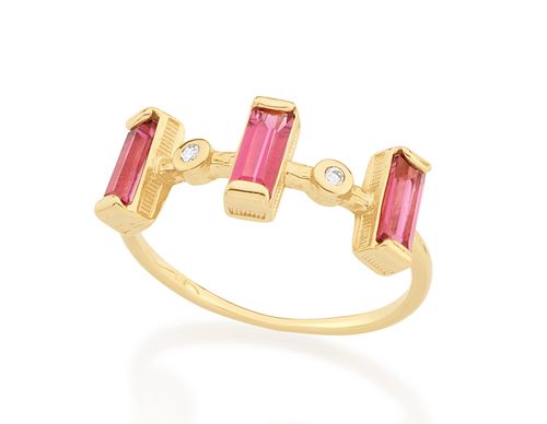 ANEL SKINNY RETANGULOS BANHADO A OURO 18K COM CRISTAIS E ZIRCÔNIAS