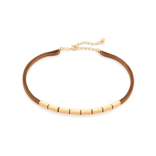 GARGANTILHA CHOKER BANHADA A OURO 18K COMPOSTA POR RETÂNGULOS