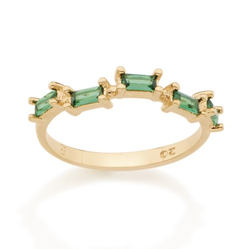 ANEL BANHADO A OURO 18K COM ZIRCÔNIAS RETANGULARES