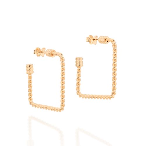 BRINCO BANHADO A OURO 18K MEIA ARGOLA QUADRADA