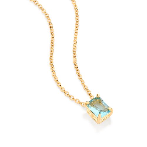GARGANTILHA BANHADA A OURO 18K COM CRISTAL RETANGULAR