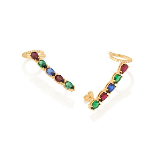 BRINCO EAR CUFF COM ZIRCÔNIAS BANHADO A OURO 18K