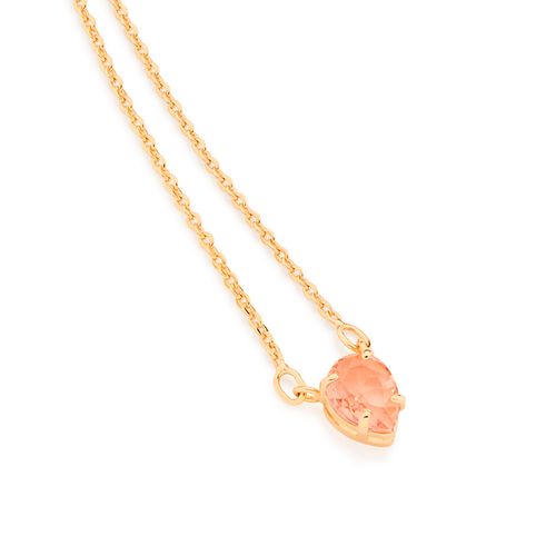 GARGANTILHA BANHADA A OURO 18K FIO ELO CADEADO COM PINGENTE GOTA