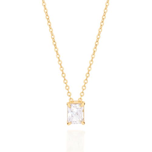 GARGANTILHA BANHADA A OURO 18K COM CRISTAL RETANGULAR