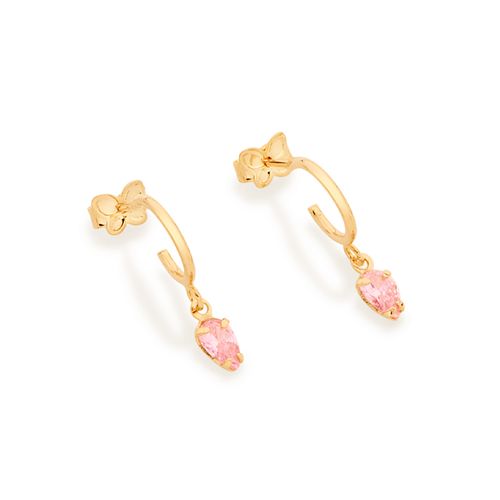 BRINCO MEIA ARGOLA BANHADO A OURO 18K COM ZIRCÔNIAS
