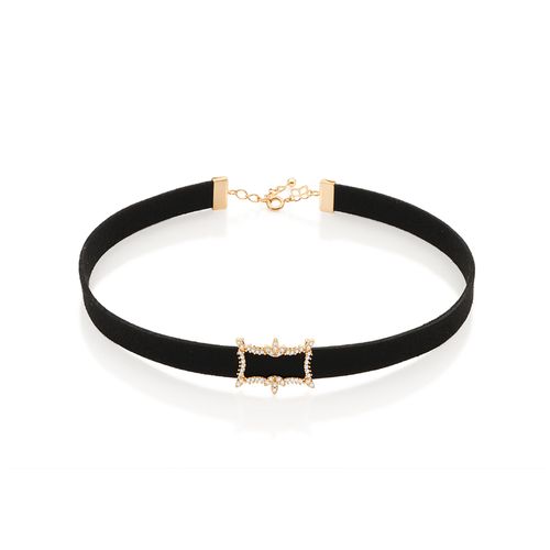 GARGANTILHA CHOKER BANHADA A OURO 18K FORMADA POR COURO 18K SINTÉTICO