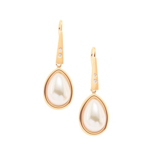 BRINCO BANHADO A OURO 18K COM ZIRCÔNIAS E PÉROLA SINTÉTICA