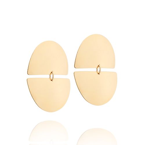 BRINCO PÊNDULO ABAULADO BANHADO A OURO 18K