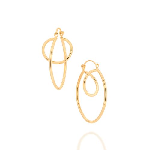 BRINCO ARGOLA DUPLA  OVAL BANHADO A OURO 18K