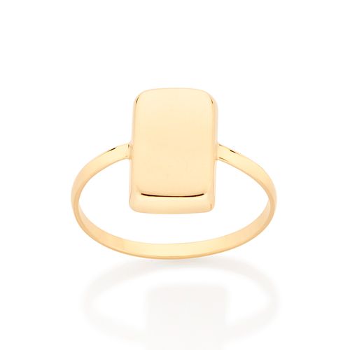 ANEL RETANGULAR BANHADO A OURO 18K