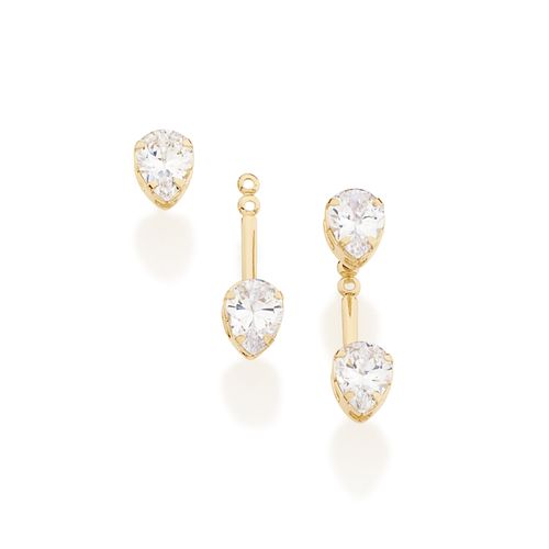 BRINCO EAR JACKET BANHADO A OURO 18K COM ZIRCÔNIAS