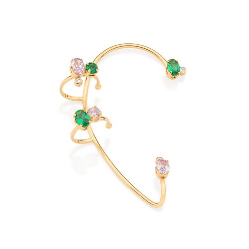 BRINCO EAR WRAP BANHADO A OURO 18K COM ZIRCÔNIAS