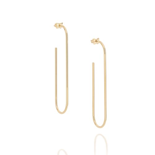 BRINCO MEIA ARGOLA OVAL BANHADO A OURO 18K