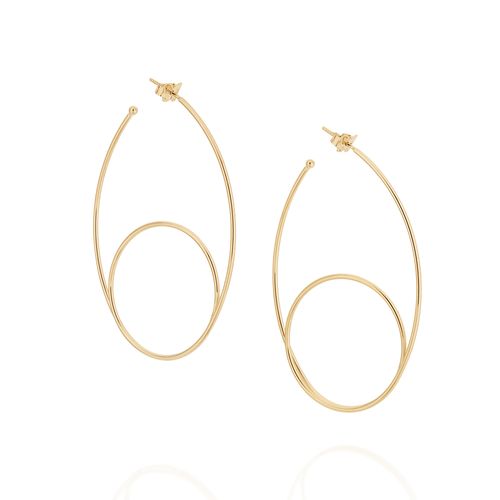 BRINCO MEIA ARGOLA DE FIO BANHADO A OURO 18K