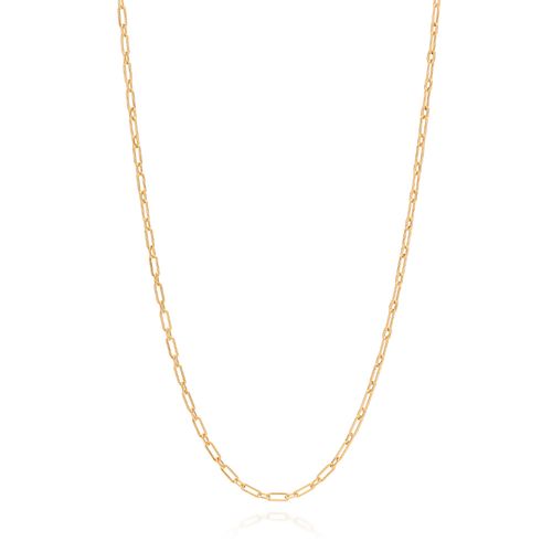 CORDÃO ELO CADEADO LIXADO BANHADO A OURO 18K