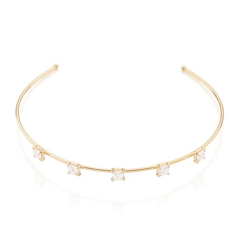 GARGANTILHA CHOKER BANHADA A OURO 18K COM ZIRCÔNIAS