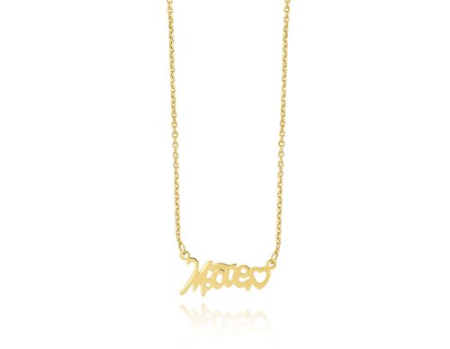 CORDÃO BANHADO A OURO 18K COM PINGENTE ESCRITO MÃE