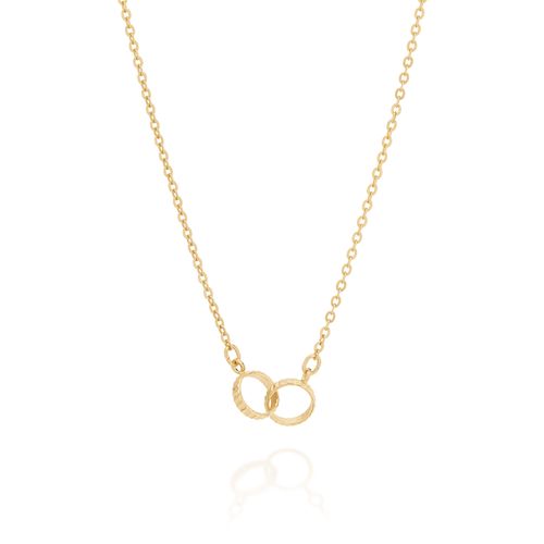 GARGANTILHA BANHADA A OURO 18K COMPOSTA POR ALIANÇAS ENTRELAÇADAS