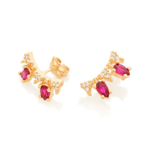 BRINCO CHERRY BANHADO A OURO 18K COM ZIRCÔNIAS