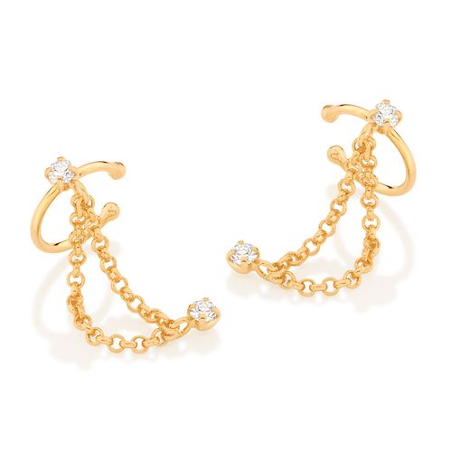 BRINCO EAR CUFF BANHADO A OURO 18K COM ZIRCÔNIAS