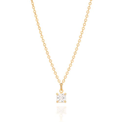 GARGANTILHA ABRIL BANHADA A OURO 18K COM ZIRCÔNIA CARRÊ