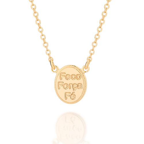 GARGANTILHA FOCO,FORÇA E FÉ BANHADO A OURO 18K