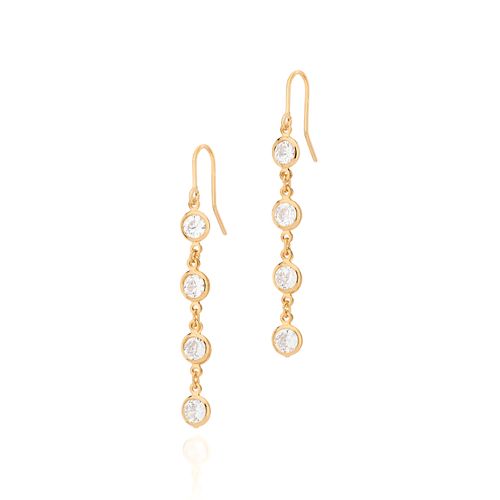 BRINCO GANCHO BANHADO A OURO 18K COM ZIRCÔNIAS