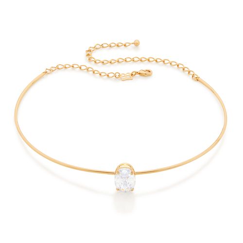 CHOKER BANHADA A OURO 18K COM ZIRCÔNIA OVAL