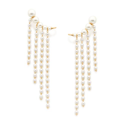 BRINCO EAR CUFF COM PÉROLAS BANHADO A OURO 18K